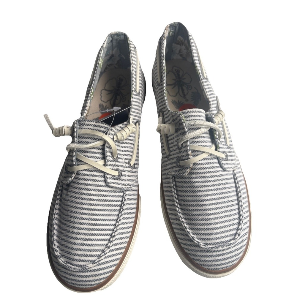 NEW‎ Tommy Bahama Sailor Nautical Stripe Topsider Shoes Women's 9.5  Canvas